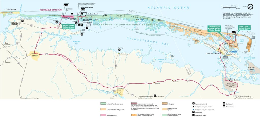 Assateague Island National Seashore Chincoteague Island   Map Of AINP Along The Atlantic Coastline E1660247370620 1024x478 